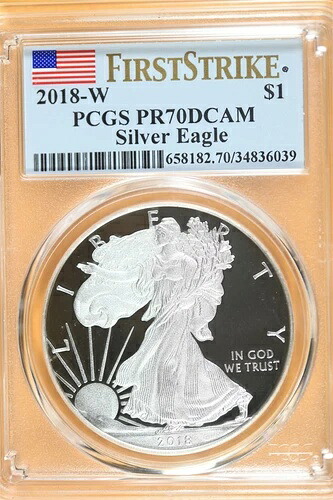 2018 W 1オンス シルバー イーグル PCGS PR70 DCAM - ファーストストライク - フラッグラベル
