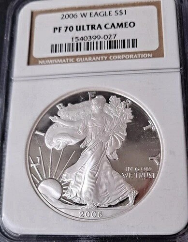 2006 W プルーフ シルバー イーグル NGC PF70 ウルトラカメオ クラシック ブラウンラベル