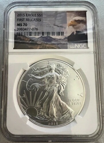2015年アメリカン・シルバー・イーグル初公開 NGC MS70 ハクトウワシ