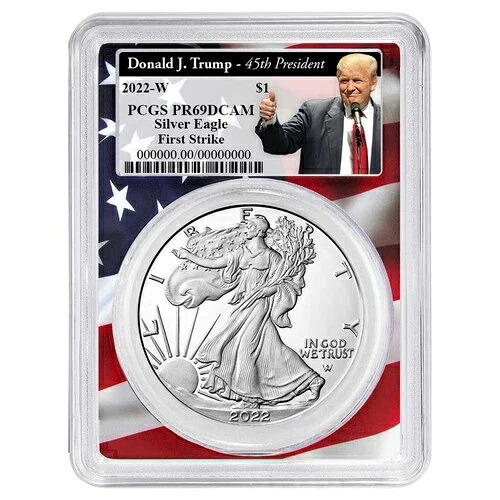 2022-W $1 1オンス プルーフ アメリカンシルバーイーグル PCGS PR69DCAM FS トランプ45周年記念