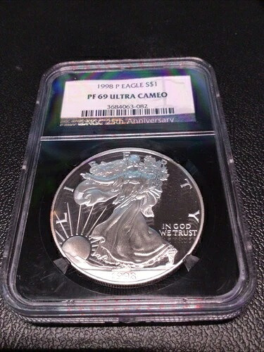 1998年 Pイーグル S$1 PF 69 ウルトラカメオ ブラックコア