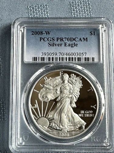 2008-W PF70 PCGS DCAM アメリカン シルバー イーグル。