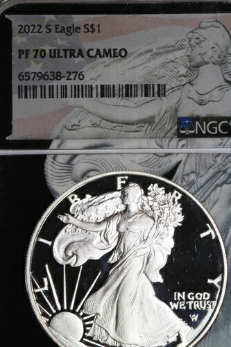 2022-S プルーフ シルバー イーグル NGC PF70 UCameo イーグル ランディングホルダー (6579638-276)