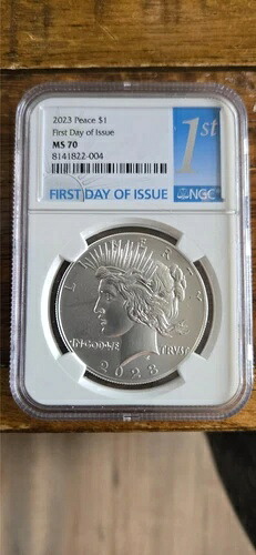 2023年 シルバーピース $1発行初回 NGC MS70 証明書付き 送料無料。-