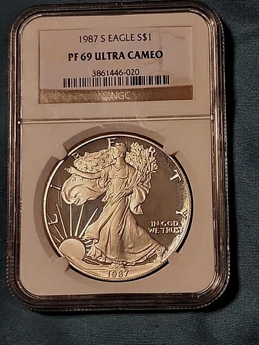 1987-S アメリカン シルバー イーグル $1 NGC PF 69 ウルトラ カメオ