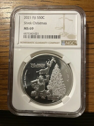2021年 シュレック クリスマス フィジー 1オンス .999 銀貨 MS69 Ms-69 NGC