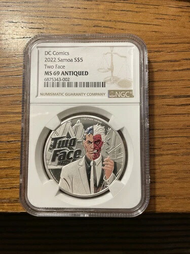 2022年 5ドル サモア DCコミックス カラーライズ トゥーフェイス 1オンス シルバー NGC MS69 .999