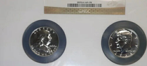 時代の終焉（セット）/ 1963年フランクリン50Cと1964年ケネディ50C - NGC PF 67 44,330円
