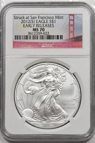 2012-S シルバーイーグル アーリーリリース パーフェクト 70 NGC MS70 NI0028 44,330円