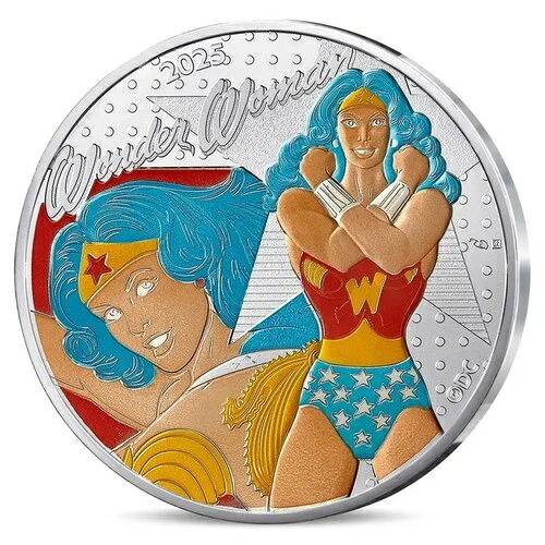 35g 銀貨 2025 50ユーロ 50ユーロ フランス DCコミックス ワンダーウーマン ヴィンテージ カラー化