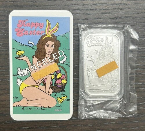 CMG Mint ハッピーイースター キャンセル 1オンス .999 シルバーバー COA付き