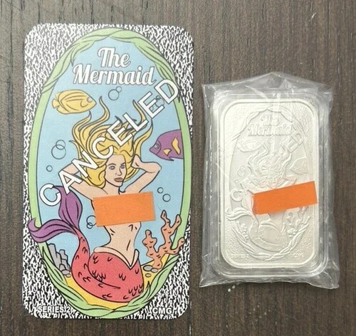 CMG Mint The Mermaid キャンセル 1トロイオンス .999 シルバーアートバー COA付き