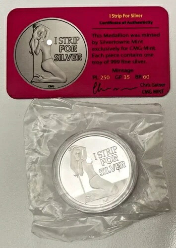 CMG Mint 1 トロイオンス .999 ファインシルバー アート ラウンド I ストリップ シルバー COA 付き