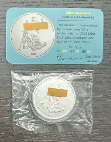 CMG Mint ハッピーファーザーズデー キャンセル 1トロイオンス .999 純銀バー COA 付き