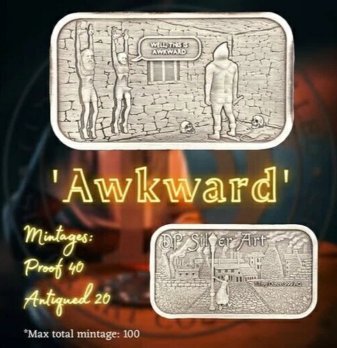 ディーン・パークス DPミント 1オンス .999 シルバー プルーフ アートバー「Awkward」 40枚限定