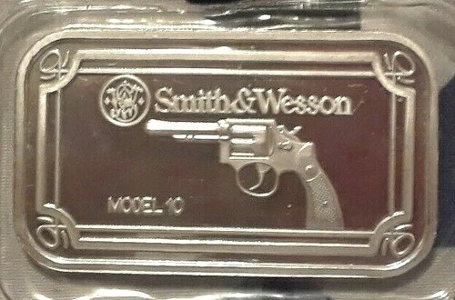 SMITH & WESSON モデル 10 S&W 1 オンス .999 純銀バー 非常に素晴らしい!!
