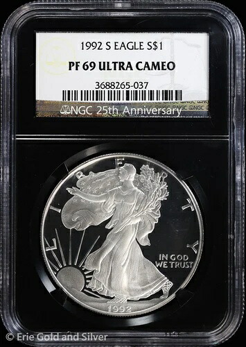 1992-S $1 プルーフ アメリカン シルバー イーグル NGC PF 69 ウルトラカメオ | PR