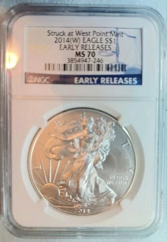 2014年 (W) 米国 アメリカン シルバー イーグル $1 NGC MS 70 アーリーリリース ウェストポイント造幣局