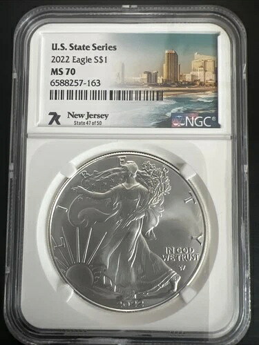 2022年 アメリカンシルバーイーグル 1オンスコイン NGC MS70 ~ 米国州シリーズ ニュージャージー