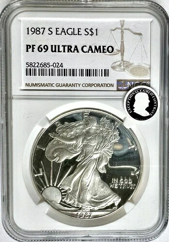 1987 S NGC PF69 ウルトラカメオ アメリカンシルバーイーグルプルーフ $1 PF69UC