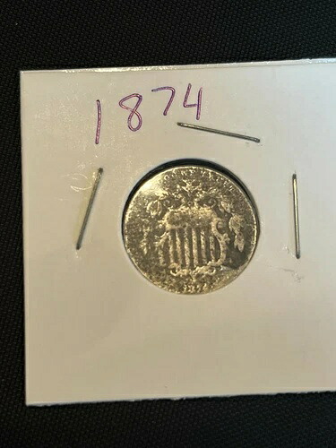 1874年シールドニッケル5セント硬貨
