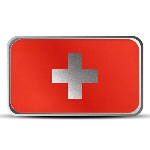 1オンス スイス国旗 シルバーバー（カラー）