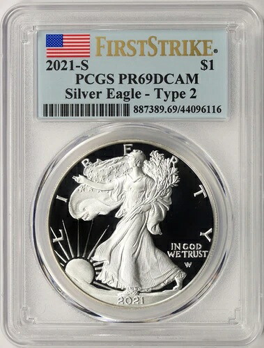 2021-S タイプ2 プルーフ $1 アメリカン シルバー イーグル PCGS PR69DCAM ファーストストライク