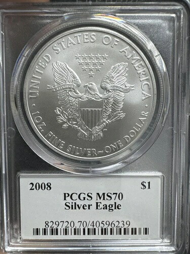 2008年 アメリカン シルバー イーグル PCGS MS-70 トーマス・クリーブランド サイン入り