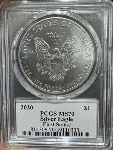 2020年 アメリカン シルバー イーグル PCGS MS 70 ファーストストライク（ジョージ・W・ケイシー・ジュニア サイン入り） 44,330円