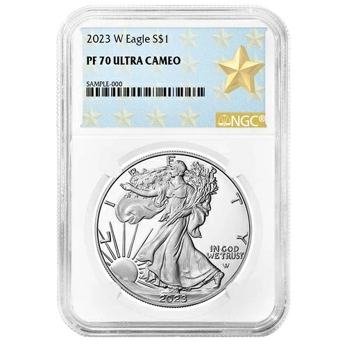 2023-W $1 1オンス プルーフ アメリカン シルバー イーグル NGC PF70UC ウェストポイント スターラベル