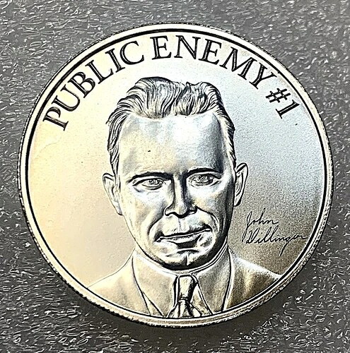 2022年 ジョン・ディリンジャー 2オンス .999 ファインシルバーラウンド - ハードプラスチックホルダー入り 44,330円