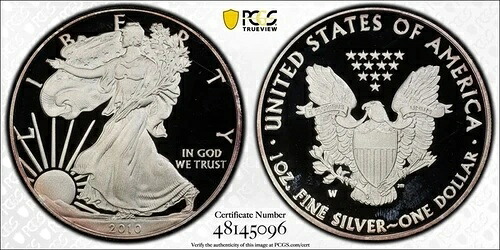 2010 W アメリカン シルバー イーグル - プルーフ - ウルトラバイオレット イーグル ラベル - PR69DCAM 44,330円