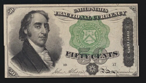 米国50セント分数通貨紙幣 ポジション10-N FR 1379 Ch AU