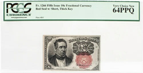 Fr. 1266、10セントメリディス、第5回発行米国分数通貨、PCGS 64PPQ