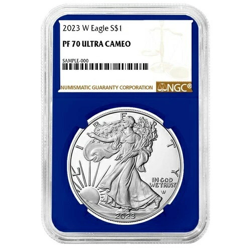 2023-W $1 1オンス プルーフ アメリカン シルバー イーグル NGC PF70UC ブラウンラベル ブルーコア