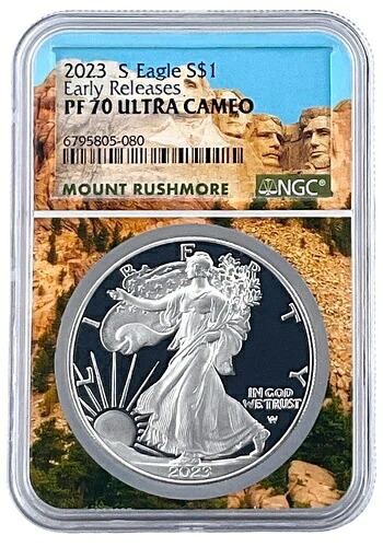 2023 S 1オンス シルバー イーグル プルーフ NGC PF70 ウルトラカメオ アーリーリリース ラッシュモアコア｜WORLD RESOURCE【QUEEN店】