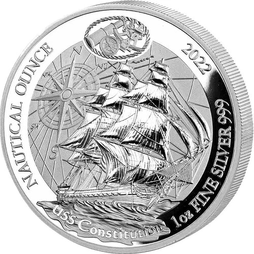2022年 1オンス プルーフ ルワンダ銀貨 USSコンスティチューション号 ノーティカルオンス (カプセル、CoA)｜WORLD RESOURCE【QUEEN店】