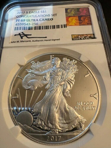 2017-S $1 シルバーイーグル コングラチュレーションセット NGC PF69 ウルトラカメオ メルカンティ 42,240円