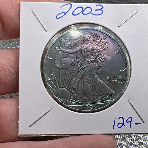 2003年 アメリカンシルバーイーグル パープルトーン .999 1トロイオンス 地金