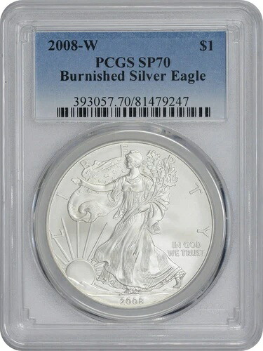 2008-W $1 アメリカンシルバー イーグルバーニッシュ SP70 PCGS-