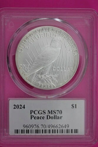 2024 MS 70 ピース・リバティ・シルバー・ダラー PCGS グレーディング認定グレーディングスラブ 1144