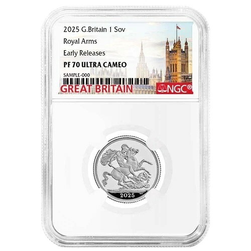 2025年 プルーフ 英国ソブリンシルバー NGC PF70UC ER グレートブリテンラベル 54,120円