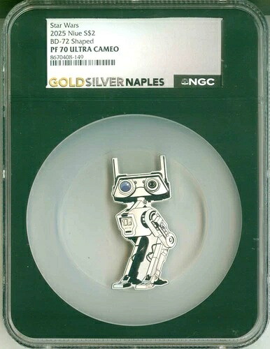 2025 ニウエ S $2 スターウォーズ BD-72 形着色 #0466/2000 ブラックコア NGC PF70 UC-
