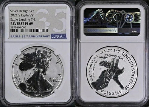 2021-S アメリカンシルバーイーグルデザイン T2 NGC リバース プルーフ PF69 デザインセット-
