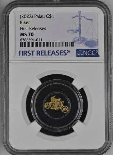 バイカー 2022 マン 0.5g 純金 シルク仕上げ コイン $1 NGC 70 FR