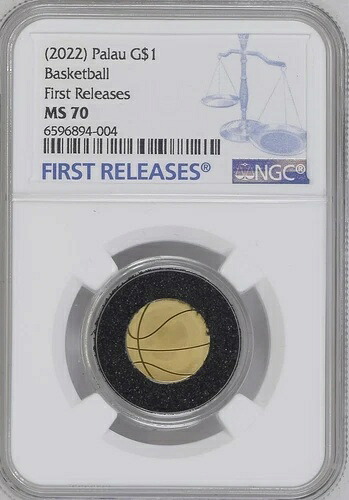 2022年 バスケットボール 1ドル 0.5グラム 純金 シルク仕上げ コイン NGC 70
