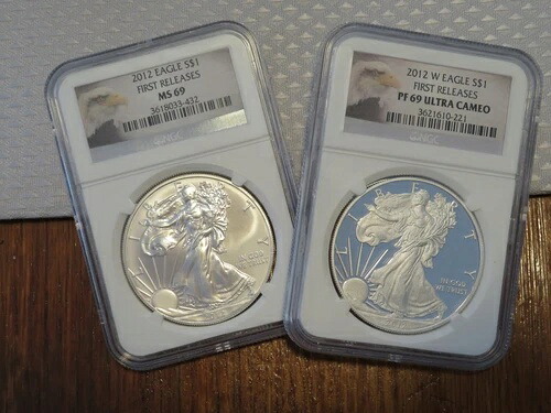 2012年 シルバーイーグル W プルーフ & P BU NGC PF69 ウルトラカメオ MS69 ファーストリリース 1オンス $1