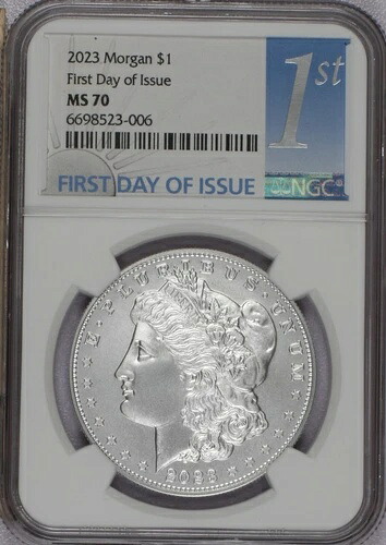 2023年 シルバー モーガン $1発行初回 NGC MS70 証明書付き 送料無料。