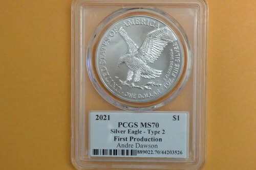 2021年 1ドル アメリカン シルバー イーグル 1オンス PCGS MS70 レジェンド オブ ライフ アンドレ ドーソン T2