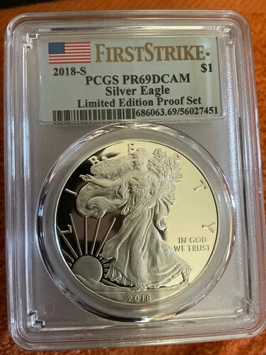 2018-S 限定版 シルバープルーフセット 1ドル アメリカンシルバーイーグル PCGS PR69DCAM